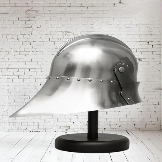 Stredoveká oceľová prilba Ručne vyrobená Rytierska zbroj Prilba so stojanom Zberateľská kovová prilba na vystavenie Cosplay Darček