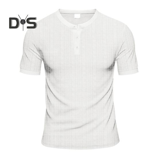 Letní pánské tričko Volný střih Americký styl Krátký rukáv Zapínací Kulatý výstřih Top Jednobarevný Ležérní Denní Top