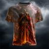 Halloween Men's Pumpkin Skull T-Shirt Short-Sleeve T-Shirt 3D-Printed Crew Neck Horror-Themed Men's Top Club Party Frenzy