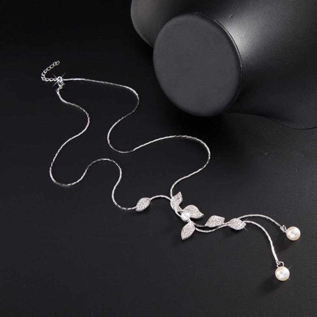 Ladies Pearl Leaves Chain Necklace
