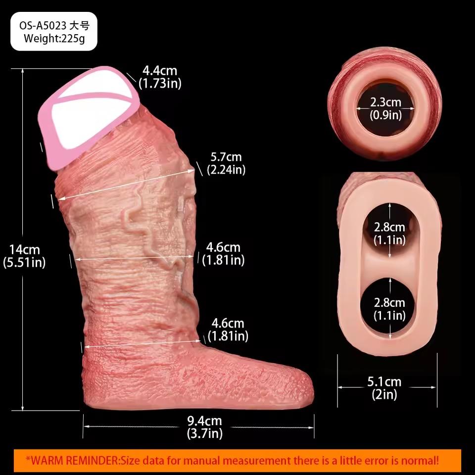 FAAK Realistic Penis Sleeve Size S M L XL Silicone Open-ended Dick Sheath Ring Realistic Hollow Dildo Sex Toy Cock Enlargement