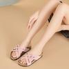 Fashion Outside Slippers Women's Summer New Round Toe Open Toe Versatile Retro Cross with Metal Buckle Flat Bottom Cool Mop