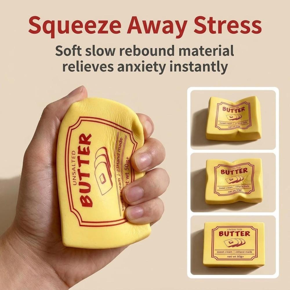 Butter Squishy Bread Viral Slow Rising Cute Butter Squeeze Stress Balls Realistic Food Squeeze Toy For Anxiety Stress Relief
