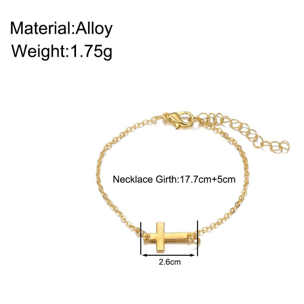 Simple Gold Color Cross Chain Bracelet for Women Shiny Charm Hand Bracelet Wedding Jewelry