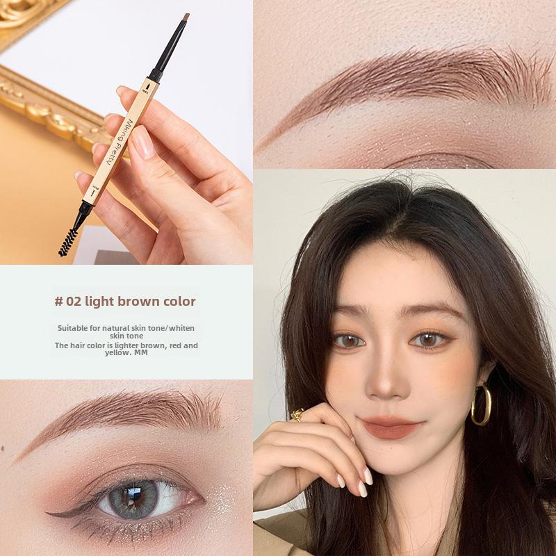 Gold Double-Headed Triangular Eyebrow Pencil: Ultra-Fine, 3D Sketch, Waterproof & Smudge-Proof.