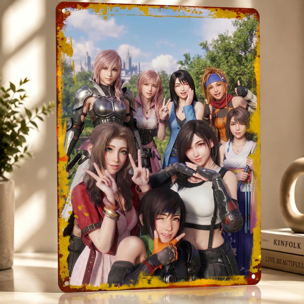 Final Fantasy D Texture Printed Poster Custom Vintage Metal Tin Plate Sign for Wall Art Office Decor Room Article Decoration