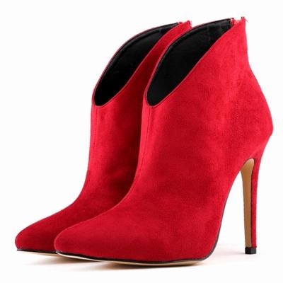 Sexy High Heels Damen Winter Stiefeletten Kunstsamt Spitzschuh Stiefel