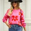 2023 Autumn/Winter Women's Casual Printed Sweater Pullover Flower Large Size Sweater