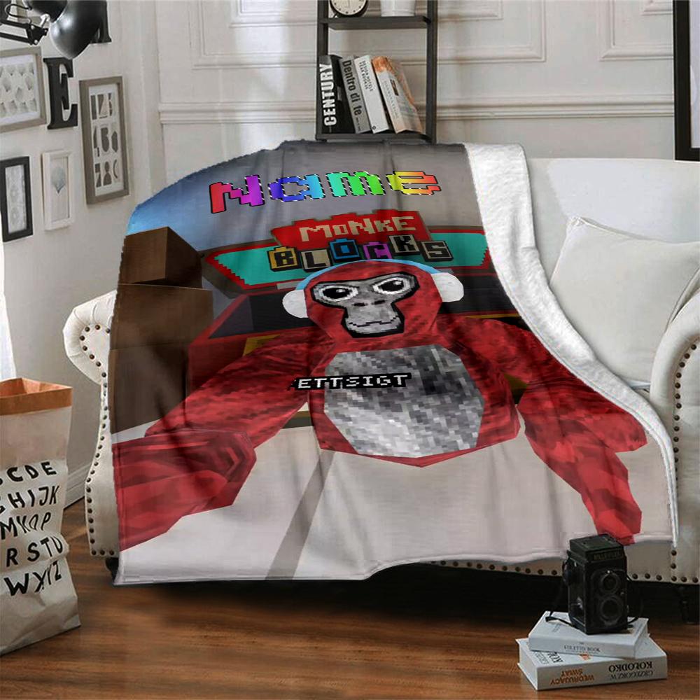 Custom Name Gorilla Party Celebration Party Blanket For Couch Bed Plush Cozy Fuzzy Blanket Super Soft Warm Blankets For Fall And Winter 091696