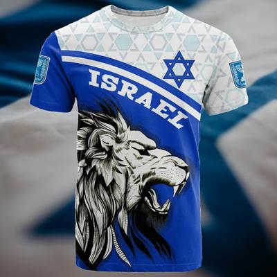 Ny Mode Israel National Emblem Flagga 3D-tryckt T-shirt För Män Kläder Daglig Casual Street Hip Hop Rundhalsad Kortärmad Toppar