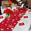 Valentine's Day Table Flag Polyester Sweet Heart Table Runner for Wedding Rose Home Kitchen Dining Table Decorations