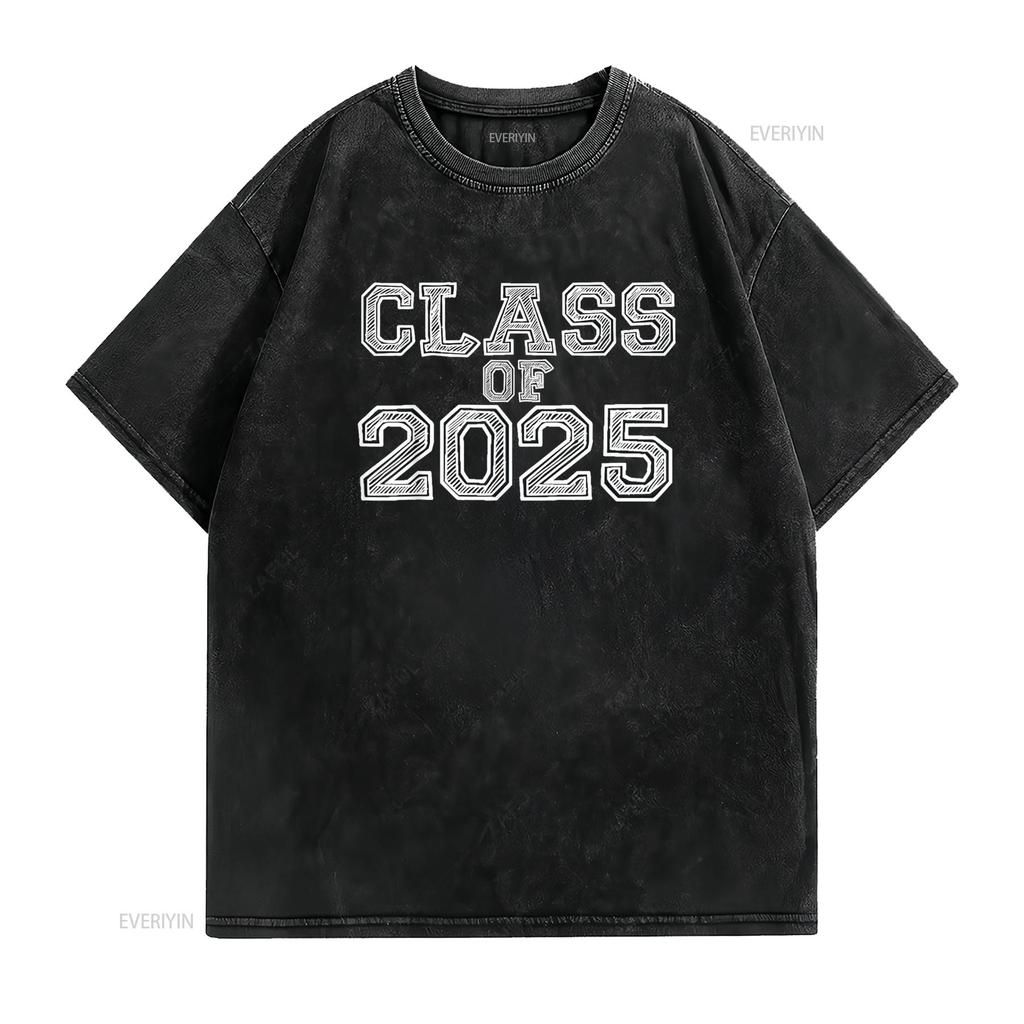Class Of 2025 High School Graduation Date Graduate T Shirt vintage Washed graphic Stylish Unisex Breathable designer clothes
