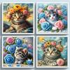 Full Embroidery Cotton Thread 11CT Printed Flower Cat Cross Stitch Kit Art