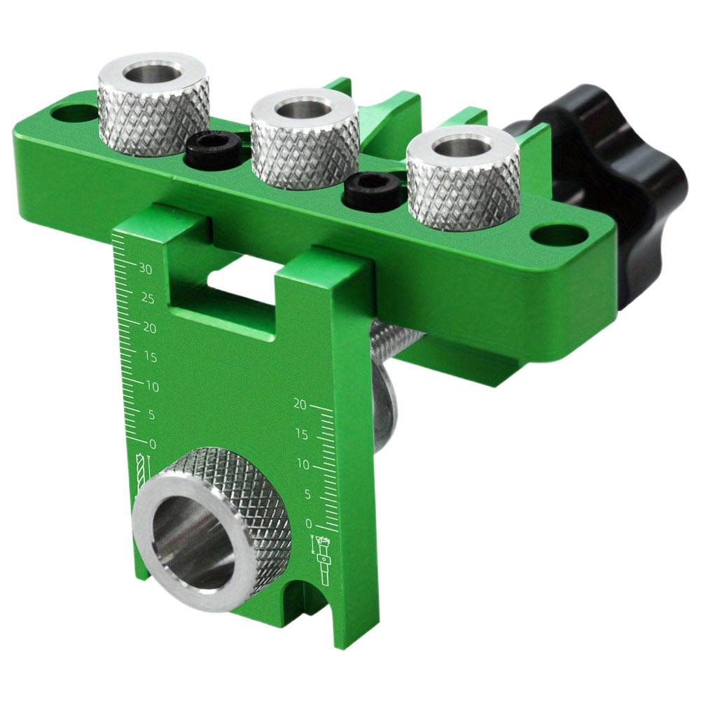 New Adjustable Wood Dowel Punch Locator Woodworking 3 In 1 Doweling Jig Kit Pocket Hole Jig Mini Cabinet Hole Drill Guide Tool