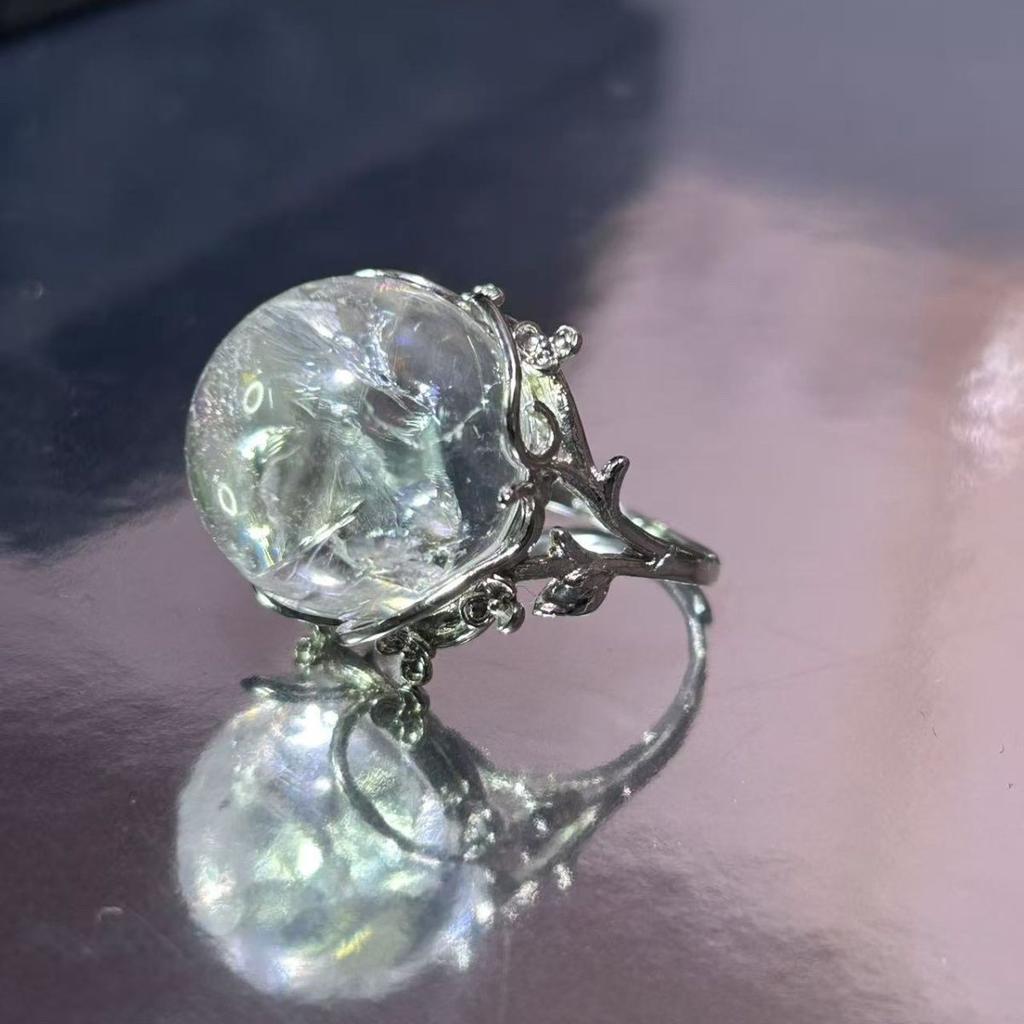 Natural Rainbow White Crystal Ring Natural Crystal White Crystal Gift