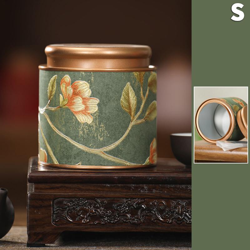 Flower Pattern Empty Tea Tin Can Household Green Black Tea Sealed Jar Portable Home Small Tea Packaging Box Tinplate Storage Can