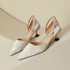 Pointed high heels women's summer French small heels 2025 new hollow single shoes one word with stiletto bag head sandals