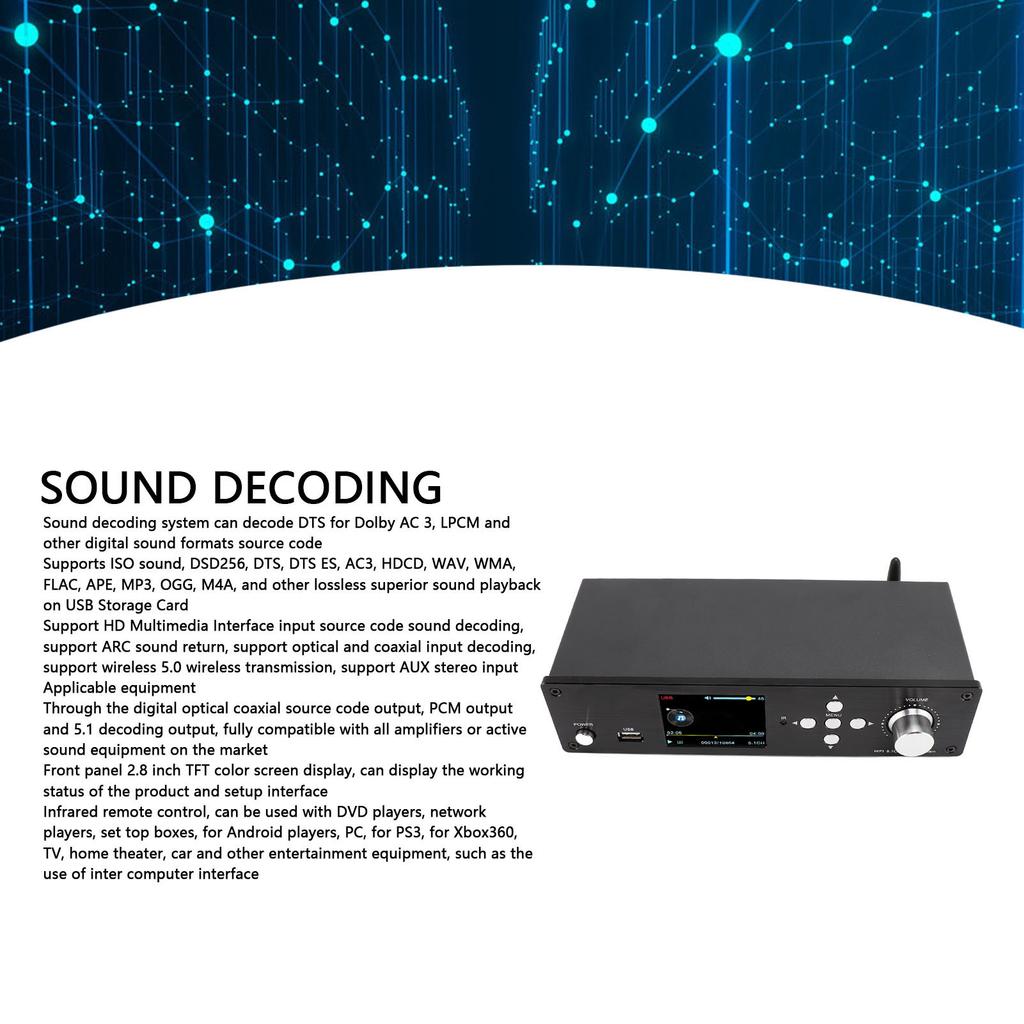 HiFi 5.1CH Sound System Metal 100‑240V Optical 5.1 Surround Sound Decoder 192Khz 32Bit for PC for Home Theater for Set Top Box