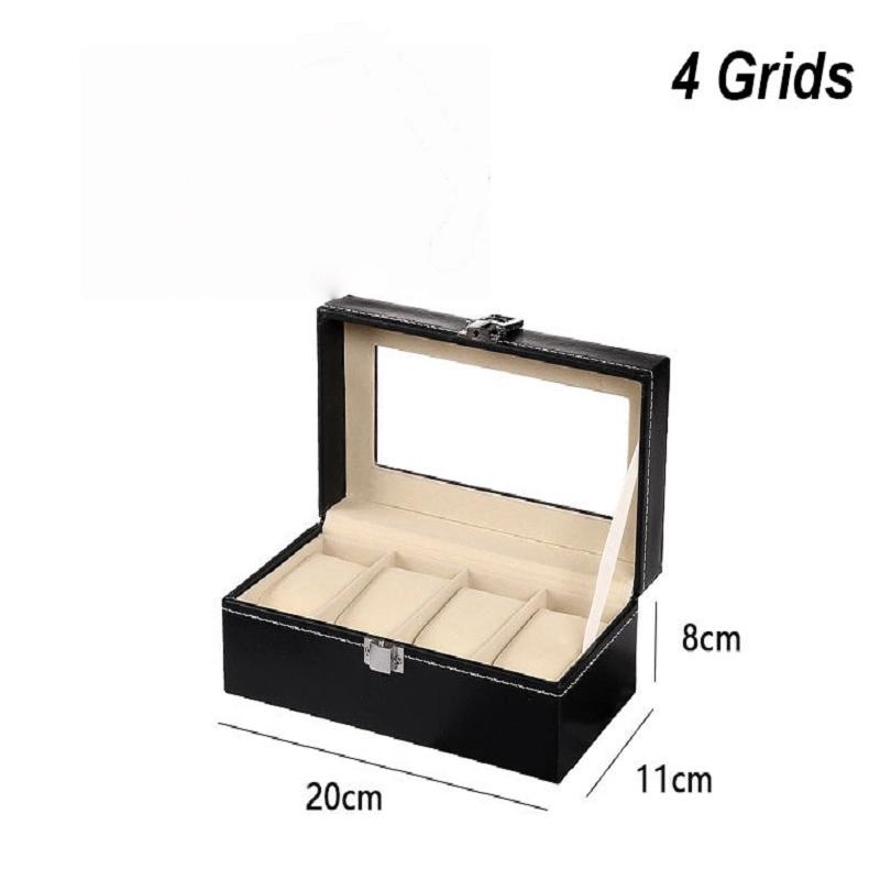 1pc High End Leather Watch Box Jewelry Packaging Rectangular Storage Box Transparent Window Jewelry 2 or 4position Watch Box