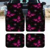 2 Stück/4 Stück Schwarzer Hintergrund Rosa Schmetterling Sternenhimmel Thema Auto Fußmatten, Universelle Auto Innenraummatten, Strapazierfähige Polyesterfaser