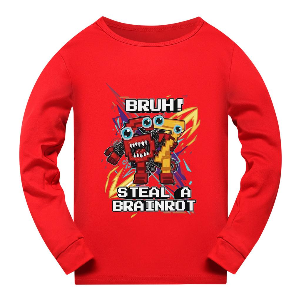 5227 Kids Boys Girls Steal a Brainrot 67 Six Seven Print Long Sleeves T-Shirt