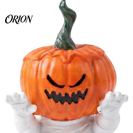 Halloween Themed Collectibles Pumpkin Head Mummy Statue, Funny Decorations, Cute Sitting Unique Party Supplies Resin Figurine for Desktop Shelf Sitter