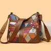 Borsa a tracolla multistrato con decorazione a quadri a blocchi di colore, grande capacità, per uso quotidiano, per donna, vintage