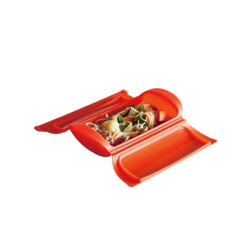 Lekue Steam Case, Red, Microwave Cooking, Platinum Silicone, Heat Resistant up to 220C, Includes Recipes, Silicone Steamer SS, Lekue [Official Japane