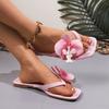 Fashion Women's Square Head Flip-Flops 2025 Summer New High-heeled Slippers Elegant Flowers Designer Slippers Flat Sandalias