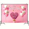 Happy Mother's Day Backdrop for Photography Love Heart Pink Balloons Floral Flower Mother's Party Decor Background Photo Studio
