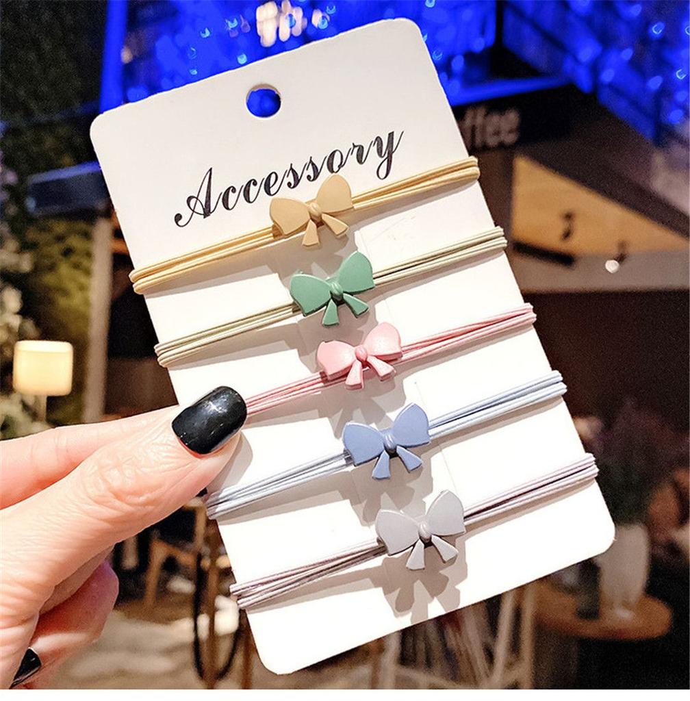 Cute Random Color Women Bow Hair Ring High Elastic Hair Tie Rope
