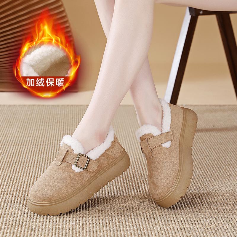 

Тапочки-мешки на толстой подошве, женская одежда высокого класса, осень и зима, новые бархатные универсальные туфли из хлопка для женщин, прилив KC 36 бежевый