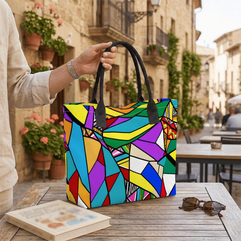 Colorful Geometric Print Tote Bag Large Casual Fashion Shoulder Bag for Daily Use