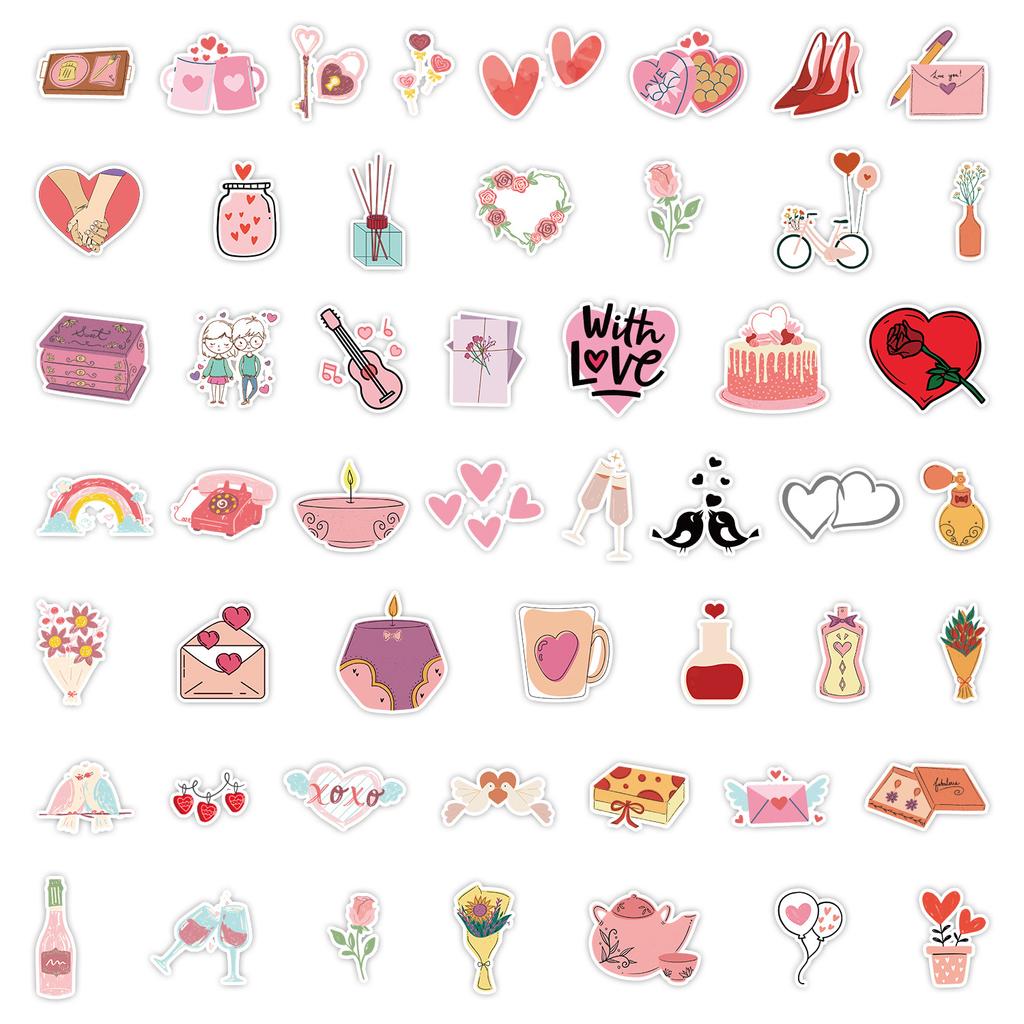 50 Valentine's Day Graffiti Stickers Suitcase Car Notebook Skateboard Water Cup Waterproof Decorative Stickers