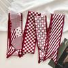 Luxury  Scarf Red Stripe Printing Women Scarf Bag Hair Skinny Silk Scarves Lady Foulard Neckerchief Headband