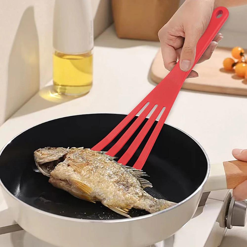 

Silicone Fish Frying Spatula Anti-scalding Long Handle Steak Spatula Breakfast