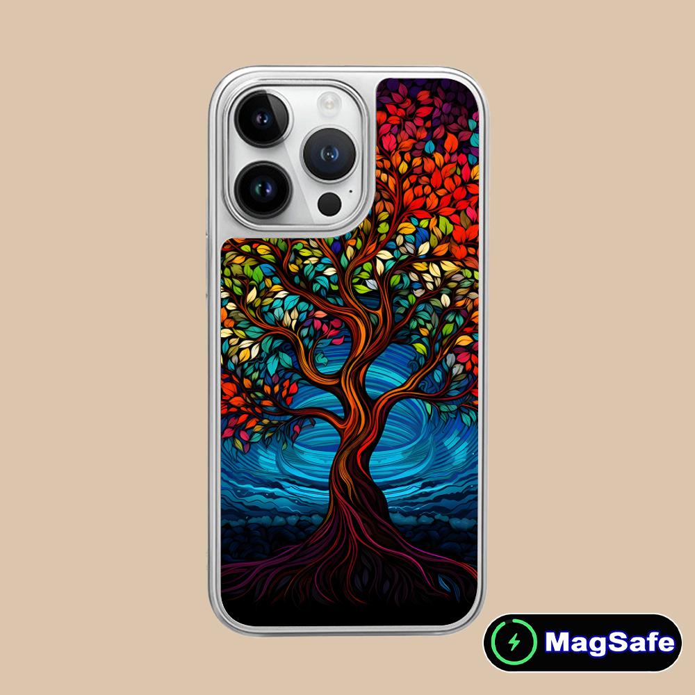 

World Life Tree Mobile Phone Case for iPhone 17 16 15 14 13 12 11 Air Pro Max Plus Magsafe Silver Plating Colorful Cover Cover iPhone 11