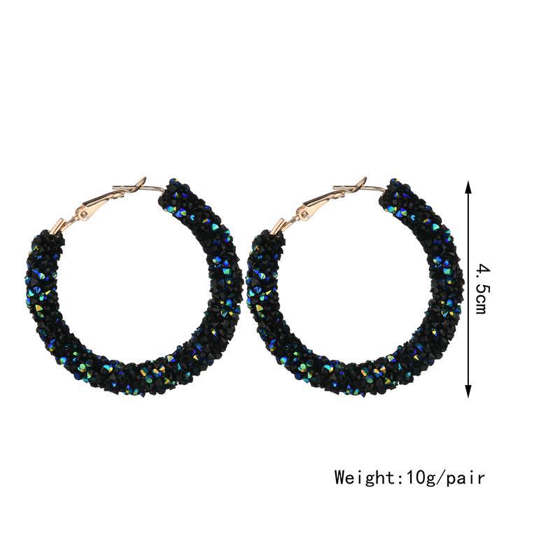 2023 Fashion 3 Colors Luminous Crystal Round Hoop Earrings Rhinestone for Women Punk Fashion Jewelry Accessories