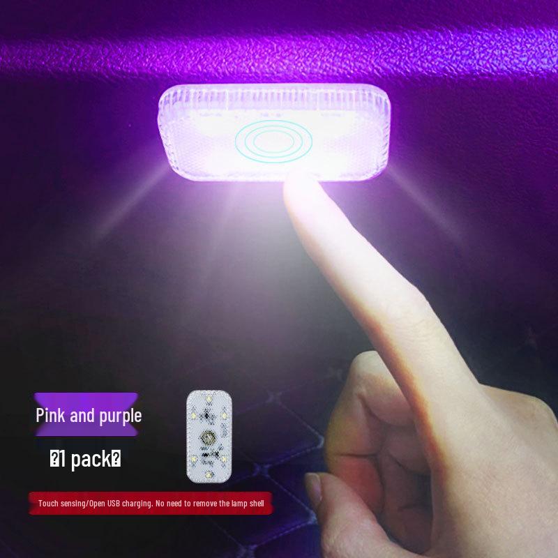 Wireless USB-Charged LED Car Light: Touch-Activated, No Wiring Required, Ideal for Glove Box and Ambient Lighting.