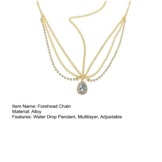 Forehead Chain Water Drop Pendant Decoration Adjustable Head Circumference Forehead Chain Hair Accessory