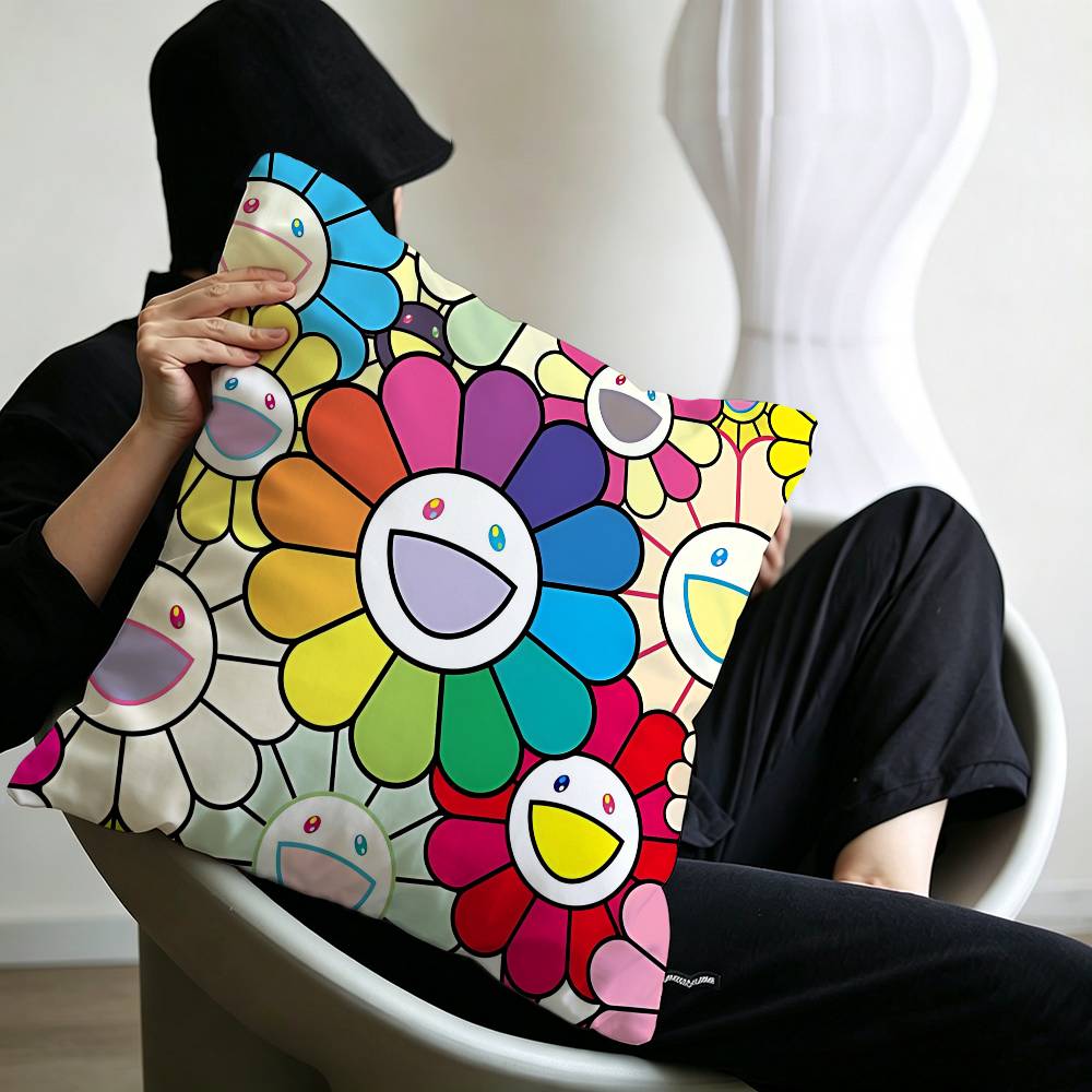 Takashi Murakami Flower Sunflower Pillow Cushion Cover Pillowcase Living Room Sofa Home Decor Customized