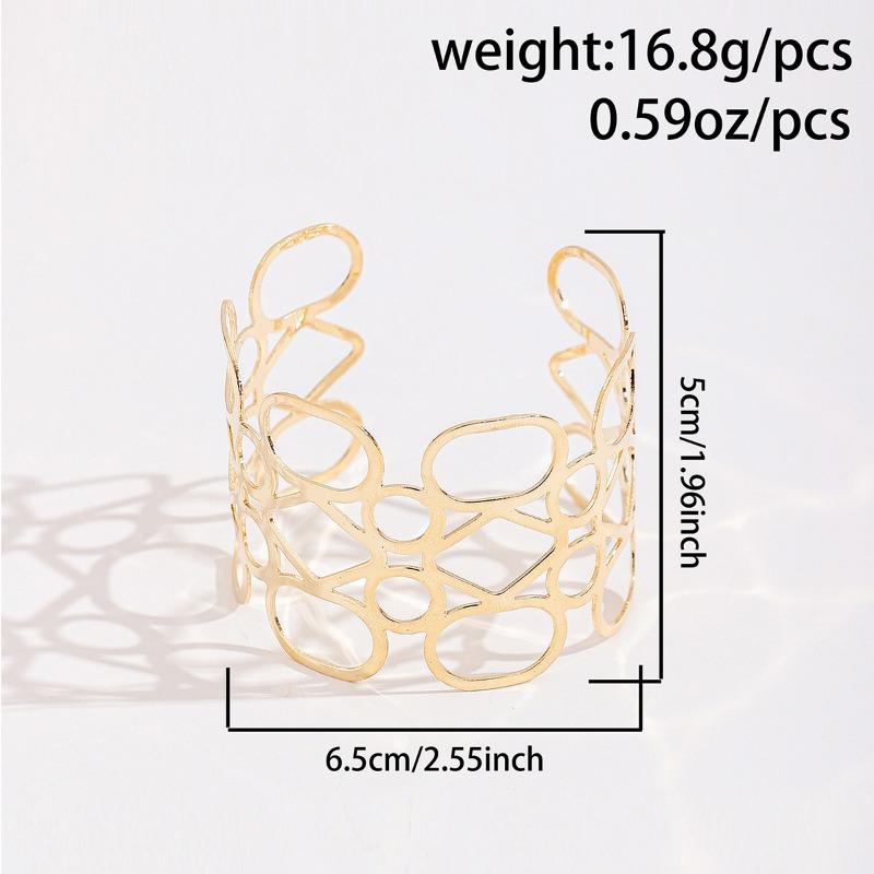 Hollow Bracelet Jewelry Personalized Glossy Alloy Bracelet Advanced Sense Wide Face Geometric Bracelet Women