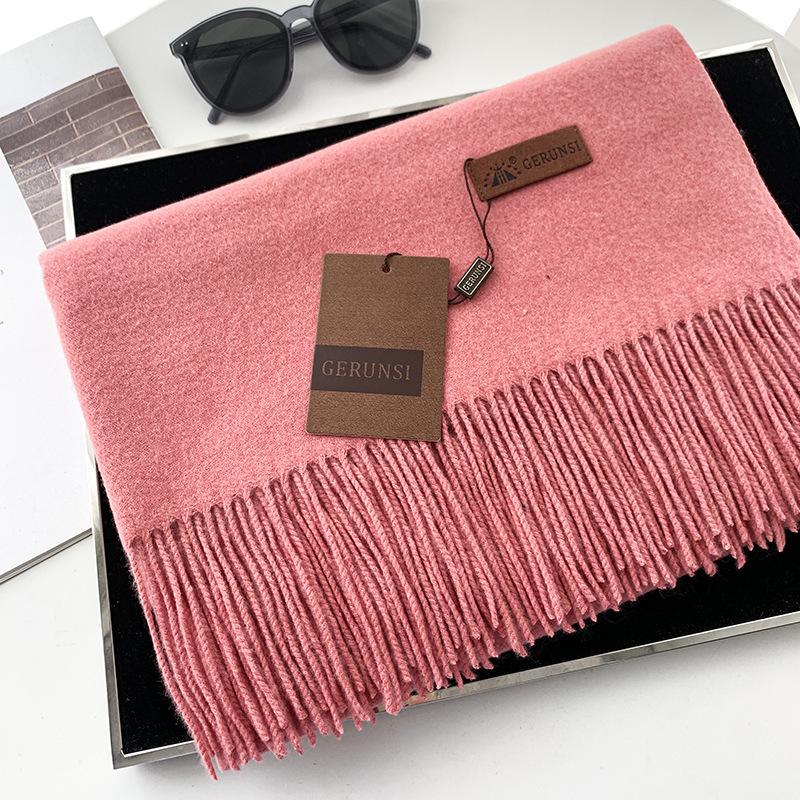 Scarf dual-purpose women's autumn and winter high-end imitation cashmere shawl with a classic solid color warm scarf