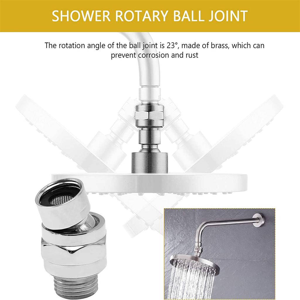 Shower Head Swivel Ball Adapter Shower Connector Ball Joint Adjustable Solid Brass Shower Arm Extension Component