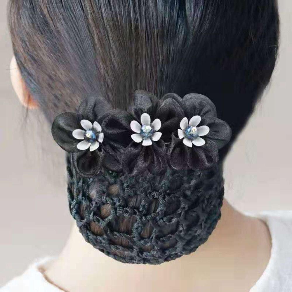 Korean Style Bun Snood Bead Hair Net Cover Vintage Flower Spring Clip  Ladies