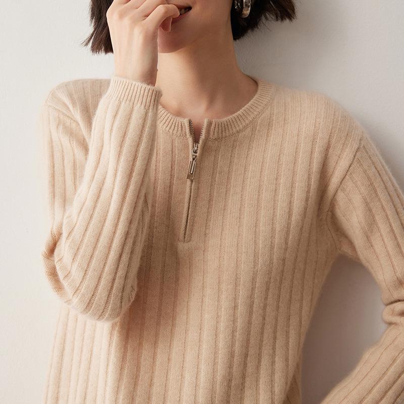Women's Autumn/Winter 2024 Loose Cashmere Half-Zip Sweater