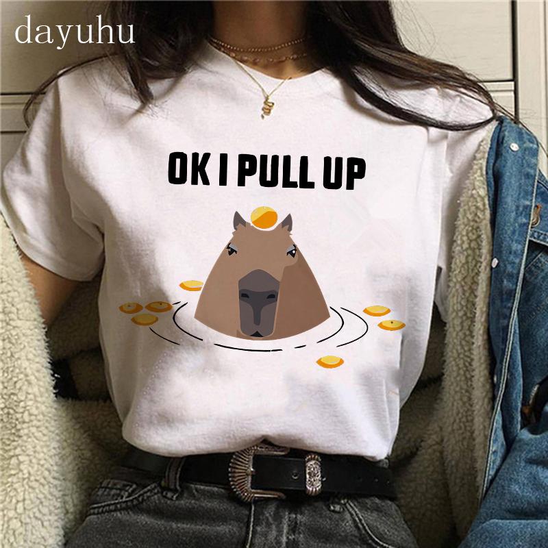 Funny 90s Capybara Tshirt Unisex Tshirt Capibara Cartoons Clothes Girl Capybaras T Shirt Female Casual Top Clothes