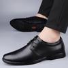 Men's Business Casual Leather Lace-Up Shoes - Low-Top, Flat Bottom, Cowhide Upper, British Gentleman Style.