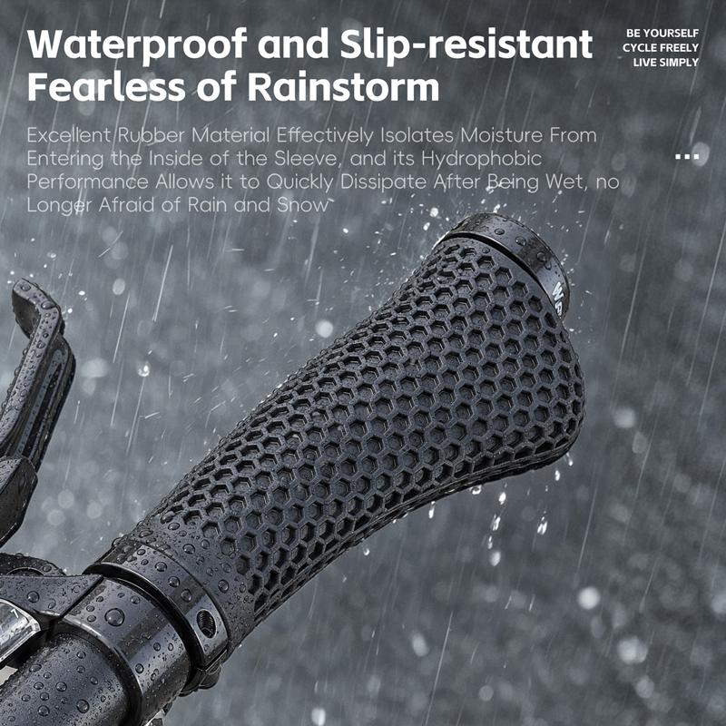 WEST BIKING Bike Grips 3D Honeycomb Cushioning Ergonomic Anti-slip Aluminum Locking Ring Universal Waterproof MTB Bike Comfortab