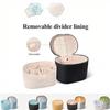 Portable PU Leather Cosmetic Organizer Handbag Soft Lining Removable Divider Makeup Case for Business Trips
